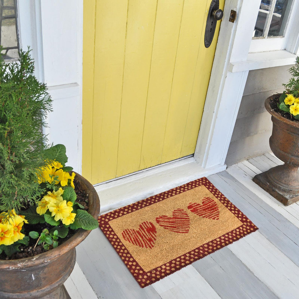 Door Mat Triple Hearts