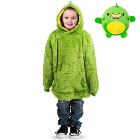 Kids Plush Animal Fleece Hoodie Blanket