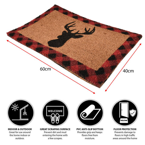 Door Mat Stag Tartan