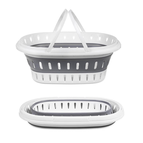 Collapsible Oval Basket With Carrying Handles