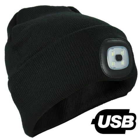 3 Pack Unisex LED Black Beanies