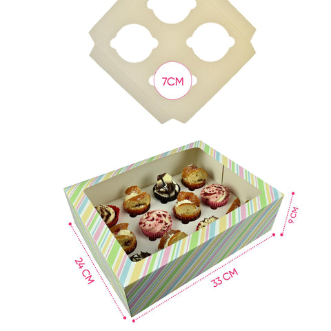 Windowed Cupcake Boxes for 12 Cupcakes