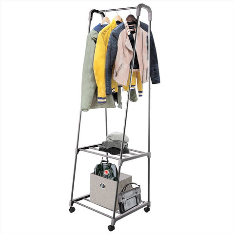 Garment Rack with 2 Tier Storage Shelf