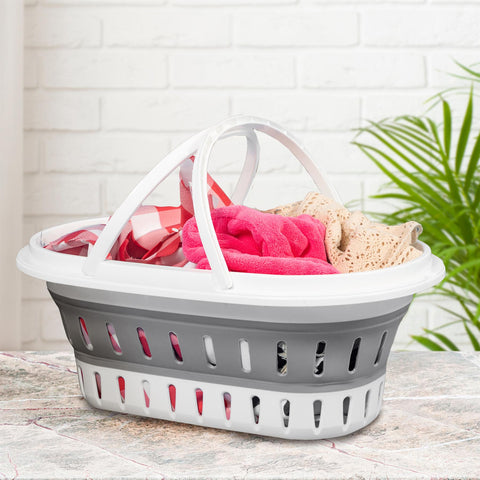 Collapsible Oval Basket With Carrying Handles