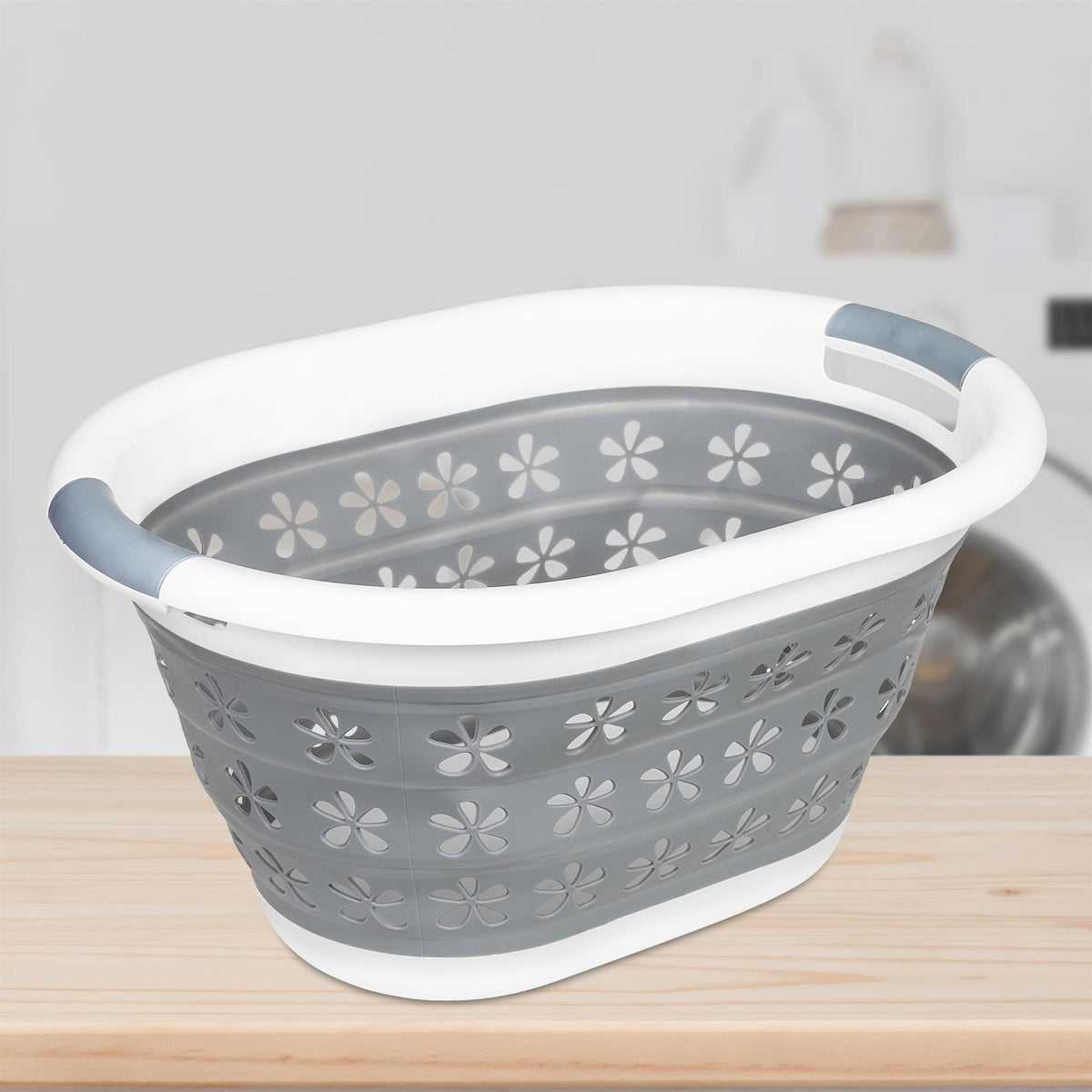 Collapsible Floral Laundry Basket