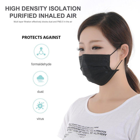 Unisex Disposable Black Face Mask Protection