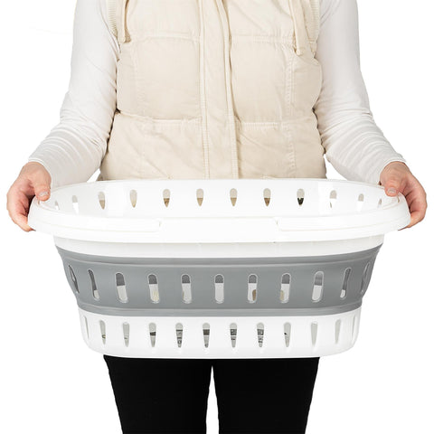 Collapsible Oval Basket With Carrying Handles