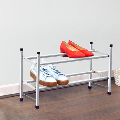 Metal Shoe Rack Chrome 2 Tier 12 pair