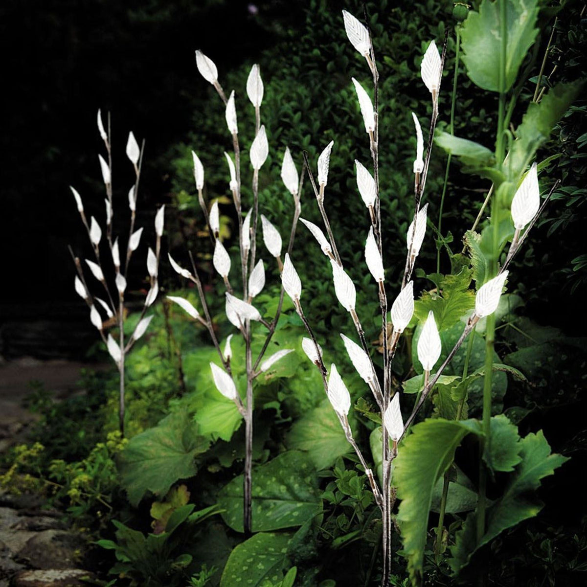 Set of 3 Branch Tree Leaf Solar LED Lights