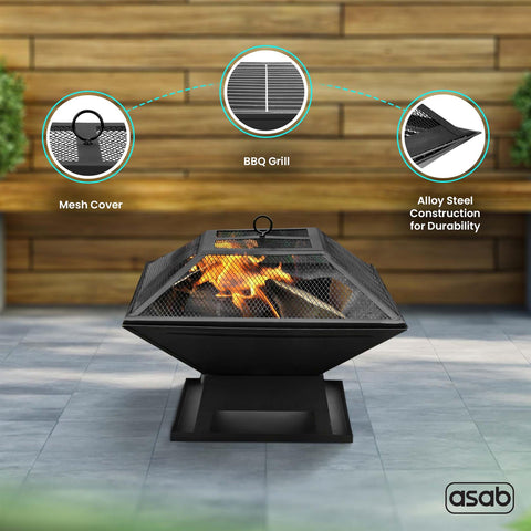 Steel Fire Pit Table Top Square