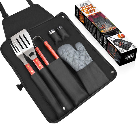 7pc BBQ Cooking Tool Wooden Utensil Set