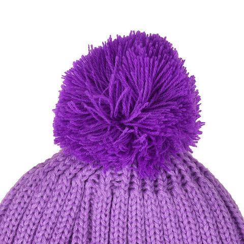 Girls Fashion Bobble Hat Purple